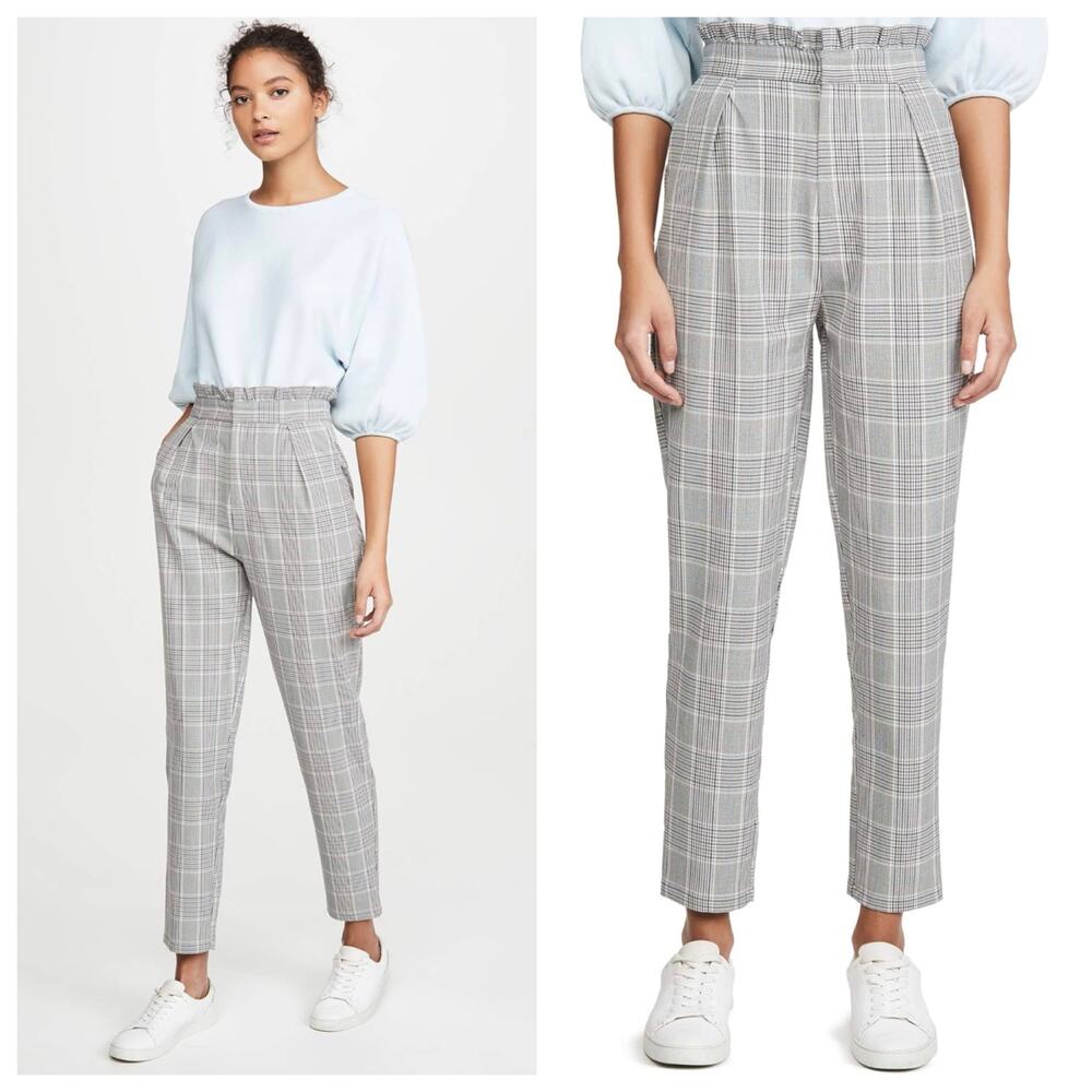Cupcakes & Cashmere Lindley Plaid Paperbag Pants Size 2 High Rise Waist Trouser
